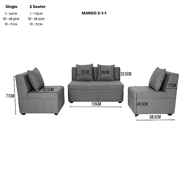 Margo 2-1-1 Sofa Set 9